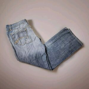 Future Prescription FRX Jeans Size 29 Blue Denim Embroid Patchwork Leg Y2K 30x23